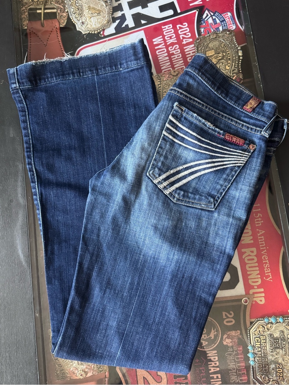 7 For All Mankind Women's Boot Cut Jeans in Medium Blue Wash